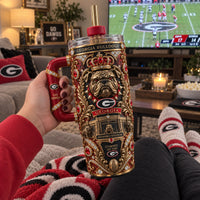 UGA Heirloom Crest - Ornate Red and Gold Tumbler