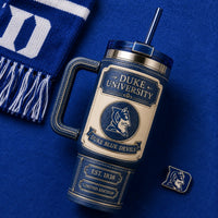DUKE Heritage Crest - Navy and Cream Tumbler Composition