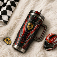 FR Shield and Carbon Weave - Grid-Day Tumbler Graphic