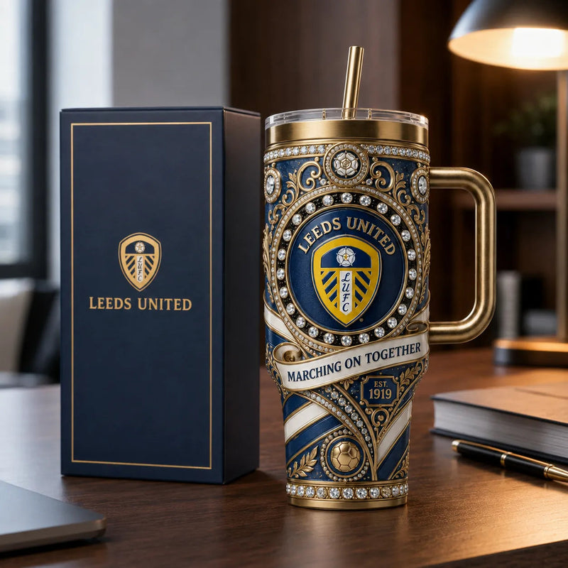 LUFC Heritage Crest - Ornate Navy and Gold Tumbler