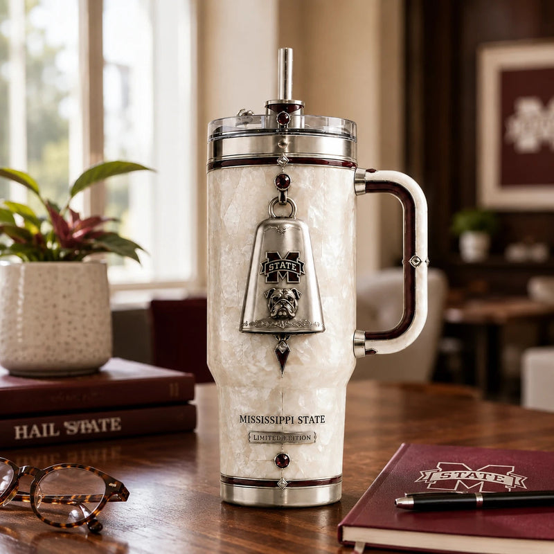MSST Cowbell Crest - Pearl and Maroon Drinkware Elegance