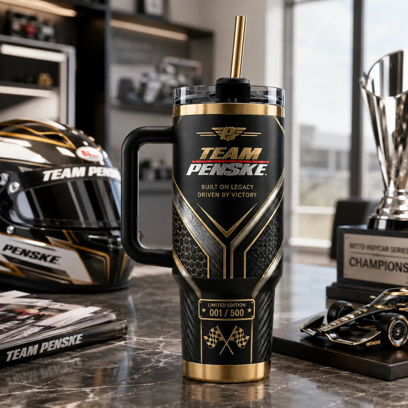 Built on Legacy - Penske Black and Gold Tumbler Graphic