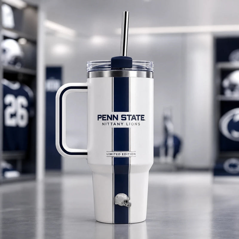 PSU Center Stripe - Navy and White Tumbler Composition