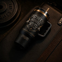 Powerhouse 45 - Blackout Emblem Tumbler in Brass Relief