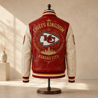 KC Kingdom - Crimson and Cream Varsity Jacket