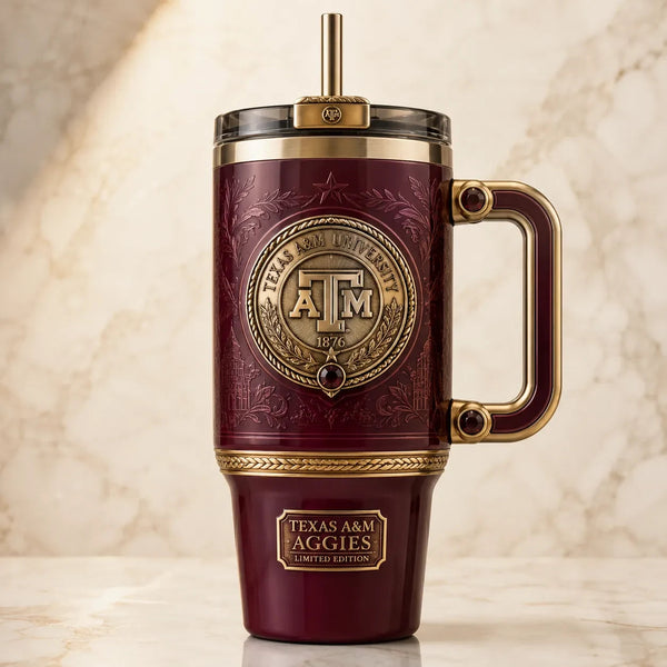 TAMU Crest in Maroon - An Editorial Study in Heritage and Gold - main