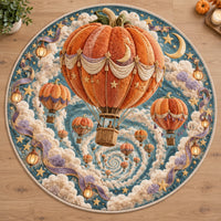 Harvest Ascent - Pumpkin Balloons Drifting Across a Teal Sky