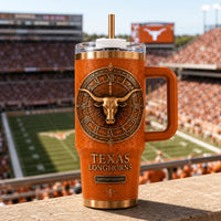 TEX - Bronze Longhorn Emblem in a Roman Numeral Ring