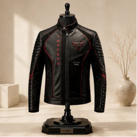 CHI Bull Mark - Red-Lined Panel Moto Jacket