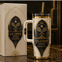 Gilded Court - Art Deco Tennis Tumbler in Ivory and Navy