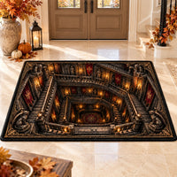 Down the Gargoyle Stairs - Gothic Depth Illusion Rug