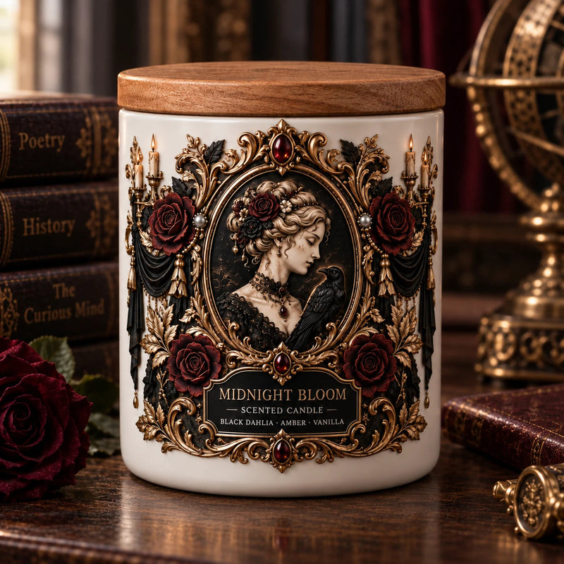 Midnight Bloom - Victorian Gothic Cameo Candle