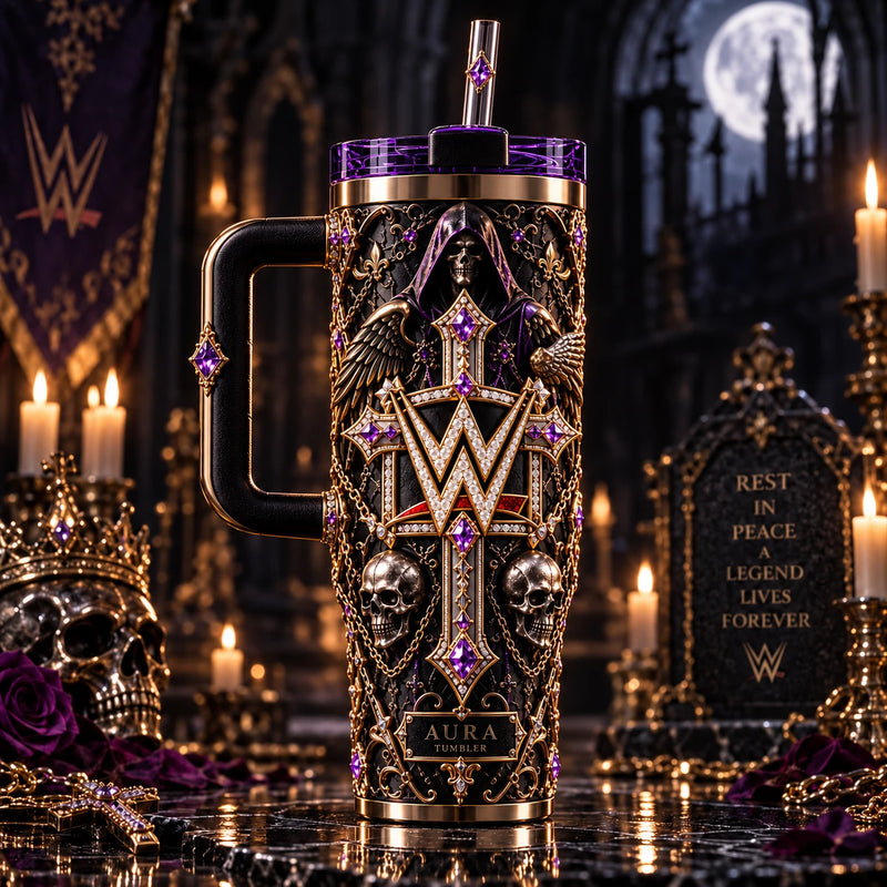 Obsidian Requiem - WWE Crest, Gothic Gold and Amethyst Tumbler