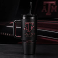 TAMU - Maroon Relief Emblem, Blackout Tumbler Study