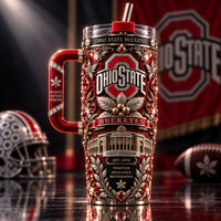 OSU Crest - Scarlet Heritage Tumbler in Ornamental Detail