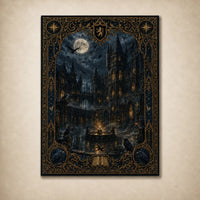 Moonlit Cathedral - Raven and Gilded Border Rug
