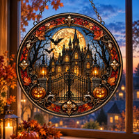 Manor Under the Amber Moon - Circular Window Hanging