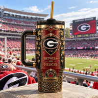 UGA - Between the Hedges, Crimson Panel and Gilded Detail