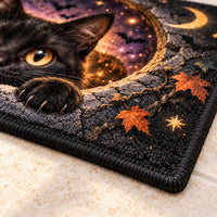 Golden Eyes at the Threshold - Black Cat Doormat