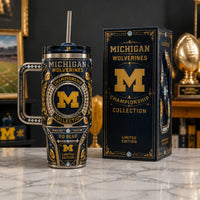 MICH Go Blue - Gold Crest and Navy Heritage Tumbler