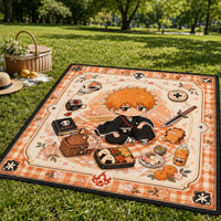 Picnic Day Calm - Ichigo Chibi Rug with Gingham Border