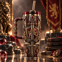 Crest of Courage - Crimson and Gold Heraldic Tumbler