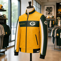 GB Gameday Lines - Gold and Green Color-Block Jacket
