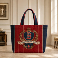 BOS Heritage Crest - Pinstripe Tote in Navy and Red
