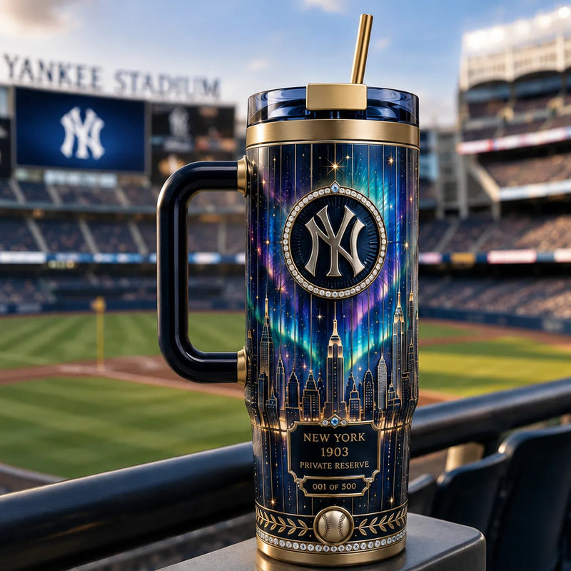 NYY Aurora Skyline - Midnight Wrap Tumbler Graphic