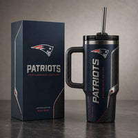 NE Carbon Navy - Vertical Crest Tumbler in Chrome and Red