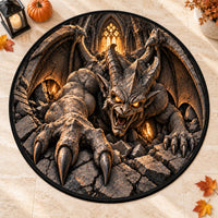 Stone Awakened - Gargoyle Lunge Round Rug