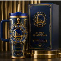 GSW Gold Deco Emblem - Bold Blue Tumbler Presence