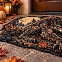 Moonlit Repose - Wolf Form Against a Silvered Forest