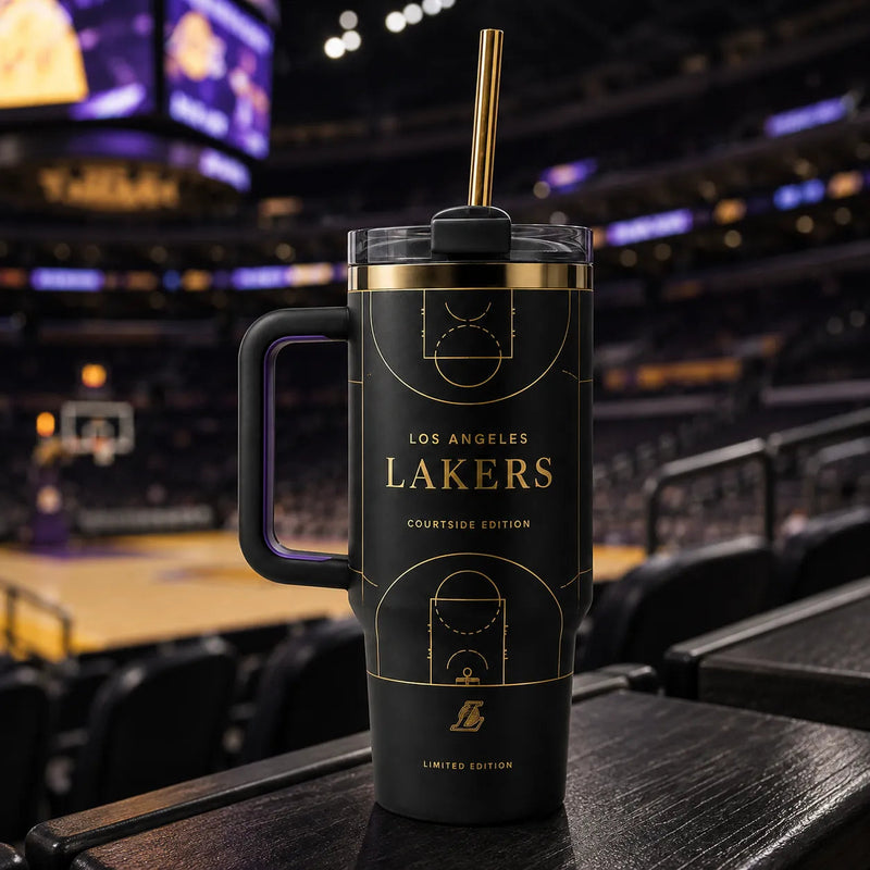 LAL Courtside - Gold Line Court on Matte Black