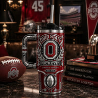 OSU Heritage Crest - Scarlet and Silver Drinkware Composition