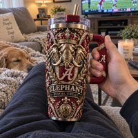 Elephant Royal Crest - Crimson and Gold Tumbler Statement