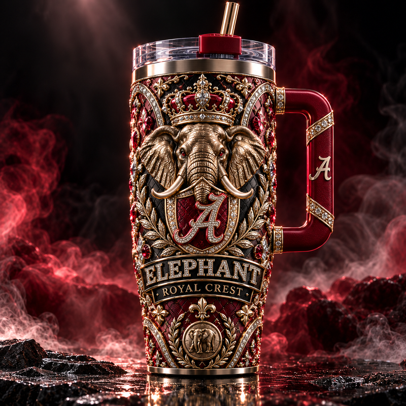 Crimson Crest - ALA Elephant Regalia in Gold and Jewel Detail