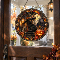 Potions, Spells, Enchantments - Amber Circle with Witch Cat