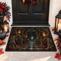 Lantern Passage - Gothic Archway Doormat in Deep Crimson