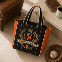 SF Heritage Crest - Pinstripe Tote in Black and Orange