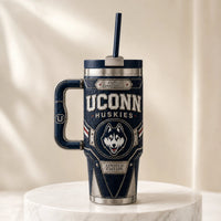 UCONN - Navy, Silver and the Husky Emblem in Focus