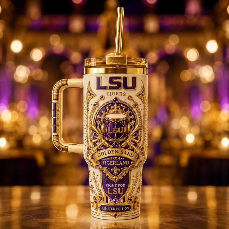 Tigerland Regalia - LSU Crest Tumbler in Cream and Gold