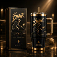 The Dink - Gold-on-Black Pickleball Tumbler Built for Impact