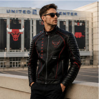 CHI Bull Mark - Red-Lined Panel Moto Jacket
