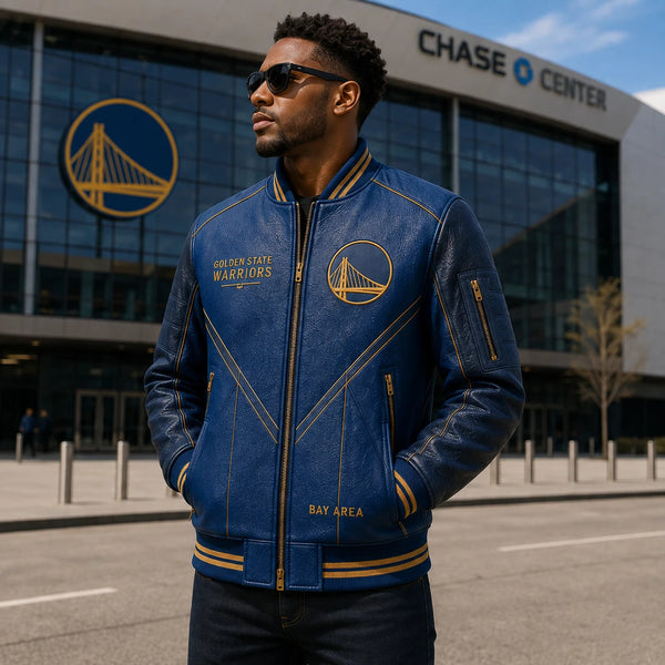 GSW Bay Area Blue - Bridge Emblem Varsity Jacket - main