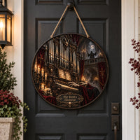 The Devil's Nocturne - Candlelit Gothic Organ Round Wood Sign