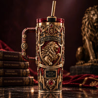 Where Brave Hearts Belong - Gilded Lion Crest Tumbler