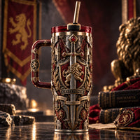 Crest of Courage - Crimson and Gold Heraldic Tumbler