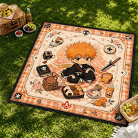 Picnic Day Calm - Ichigo Chibi Rug with Gingham Border