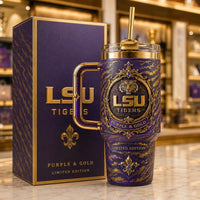 LSU Purple & Gold - Ornate Crest Drinkware Composition
